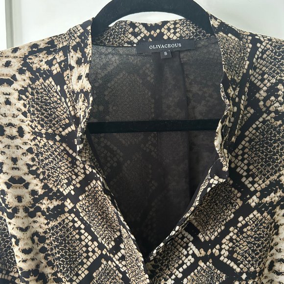 OLIVACEOUS Women's New Long Sleeve Snake Python Print Dress Size Small - Picture 5 of 10